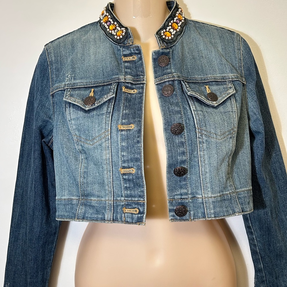 Women's youth stylish cropped denim jacket. INC brand. Size S. $45.